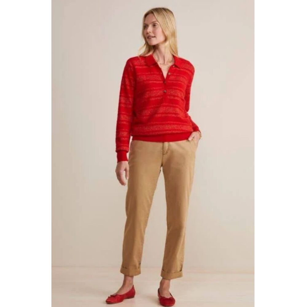 Vineyard Vines 100% Cashmere Red Velvet Shine Stripe Polo Women’s Pullover XXS